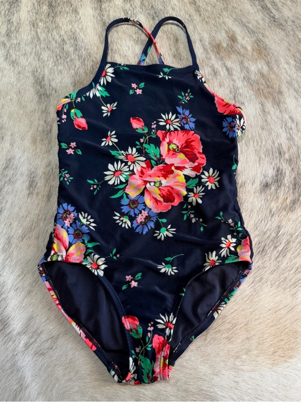 GapKids Navy Floral One Piece Swimsuit Girls Size S (6-7)